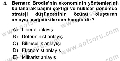 Strateji ve Güvenlik Dersi Ara Sınavı Deneme Sınav Soruları 4. Soru