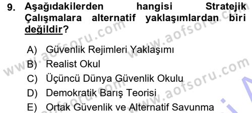 Strateji ve Güvenlik Dersi Ara Sınavı Deneme Sınav Soruları 9. Soru