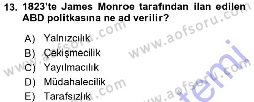 Strateji ve Güvenlik Dersi 2015 - 2016 Yılı (Final) Dönem Sonu Sınav Soruları 13. Soru