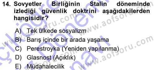 Strateji ve Güvenlik Dersi 2015 - 2016 Yılı (Final) Dönem Sonu Sınav Soruları 14. Soru