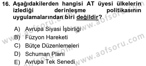Strateji ve Güvenlik Dersi 2015 - 2016 Yılı (Final) Dönem Sonu Sınav Soruları 16. Soru