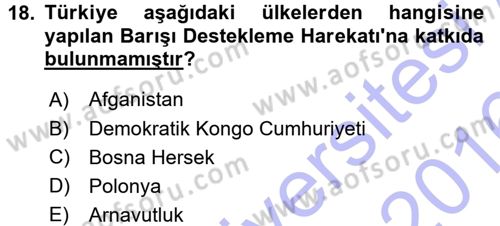 Strateji ve Güvenlik Dersi 2015 - 2016 Yılı (Final) Dönem Sonu Sınav Soruları 18. Soru