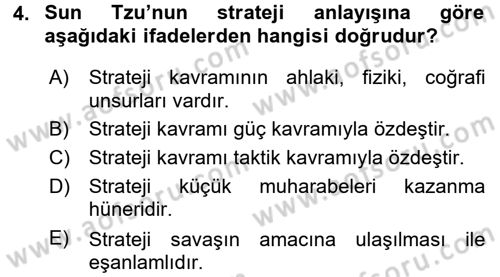 Strateji ve Güvenlik Dersi 2015 - 2016 Yılı (Final) Dönem Sonu Sınav Soruları 4. Soru