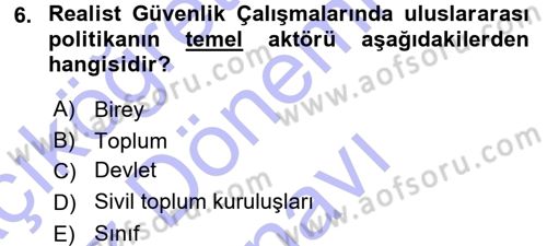 Strateji ve Güvenlik Dersi 2015 - 2016 Yılı (Final) Dönem Sonu Sınav Soruları 6. Soru