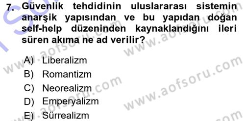Strateji ve Güvenlik Dersi 2015 - 2016 Yılı (Final) Dönem Sonu Sınav Soruları 7. Soru