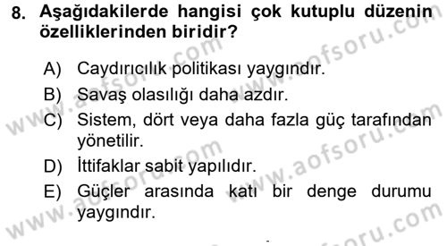 Strateji ve Güvenlik Dersi 2015 - 2016 Yılı (Final) Dönem Sonu Sınav Soruları 8. Soru