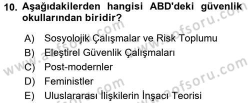 Strateji ve Güvenlik Dersi 2015 - 2016 Yılı Tek Ders Sınav Soruları 10. Soru