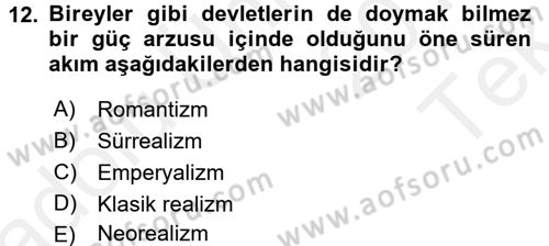 Strateji ve Güvenlik Dersi 2015 - 2016 Yılı Tek Ders Sınav Soruları 12. Soru