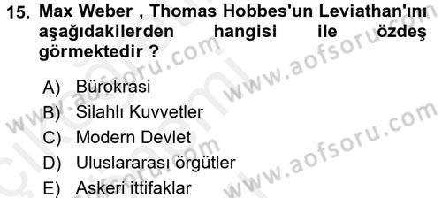 Strateji ve Güvenlik Dersi 2015 - 2016 Yılı Tek Ders Sınav Soruları 15. Soru