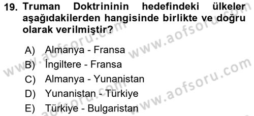 Strateji ve Güvenlik Dersi 2015 - 2016 Yılı Tek Ders Sınav Soruları 19. Soru