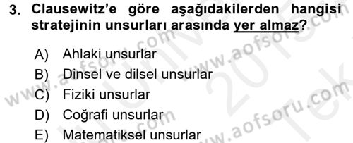 Strateji ve Güvenlik Dersi 2015 - 2016 Yılı Tek Ders Sınav Soruları 3. Soru