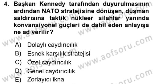 Strateji ve Güvenlik Dersi 2015 - 2016 Yılı Tek Ders Sınav Soruları 4. Soru