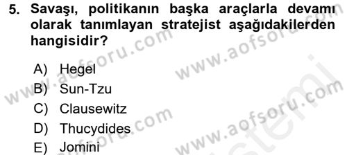 Strateji ve Güvenlik Dersi 2015 - 2016 Yılı Tek Ders Sınav Soruları 5. Soru