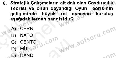 Strateji ve Güvenlik Dersi 2015 - 2016 Yılı Tek Ders Sınav Soruları 6. Soru