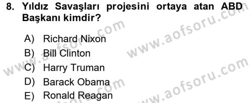 Strateji ve Güvenlik Dersi 2015 - 2016 Yılı Tek Ders Sınav Soruları 8. Soru