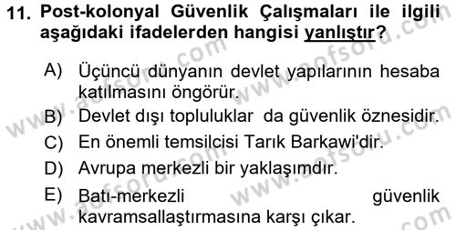 Strateji ve Güvenlik Dersi 2016 - 2017 Yılı 3 Ders Sınav Soruları 11. Soru