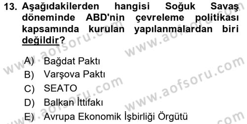 Strateji ve Güvenlik Dersi 2016 - 2017 Yılı 3 Ders Sınav Soruları 13. Soru