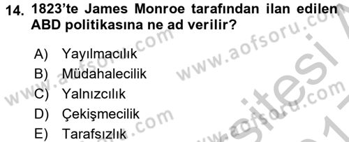 Strateji ve Güvenlik Dersi 2016 - 2017 Yılı 3 Ders Sınav Soruları 14. Soru