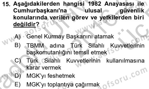 Strateji ve Güvenlik Dersi 2016 - 2017 Yılı 3 Ders Sınav Soruları 15. Soru