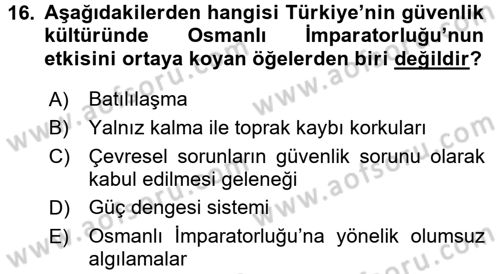 Strateji ve Güvenlik Dersi 2016 - 2017 Yılı 3 Ders Sınav Soruları 16. Soru