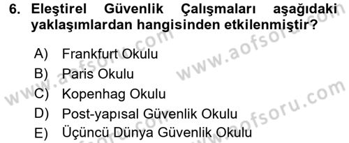 Strateji ve Güvenlik Dersi 2016 - 2017 Yılı 3 Ders Sınav Soruları 6. Soru