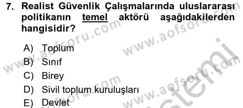 Strateji ve Güvenlik Dersi 2016 - 2017 Yılı 3 Ders Sınav Soruları 7. Soru