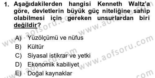 Strateji ve Güvenlik Dersi 2016 - 2017 Yılı (Vize) Ara Sınav Soruları 1. Soru