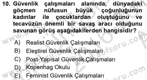 Strateji ve Güvenlik Dersi Ara Sınavı Deneme Sınav Soruları 10. Soru