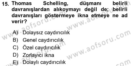 Strateji ve Güvenlik Dersi 2016 - 2017 Yılı (Vize) Ara Sınav Soruları 15. Soru