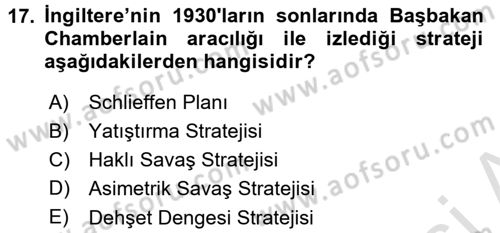 Strateji ve Güvenlik Dersi 2016 - 2017 Yılı (Vize) Ara Sınav Soruları 17. Soru