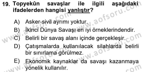 Strateji ve Güvenlik Dersi Ara Sınavı Deneme Sınav Soruları 19. Soru