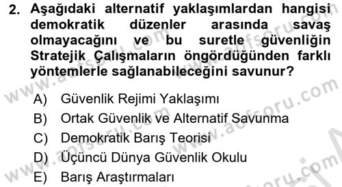 Strateji ve Güvenlik Dersi Ara Sınavı Deneme Sınav Soruları 2. Soru