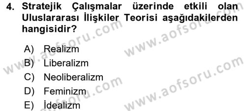 Strateji ve Güvenlik Dersi 2016 - 2017 Yılı (Vize) Ara Sınav Soruları 4. Soru