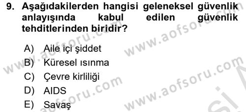 Strateji ve Güvenlik Dersi 2016 - 2017 Yılı (Vize) Ara Sınav Soruları 9. Soru
