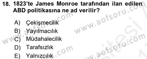 Strateji ve Güvenlik Dersi 2016 - 2017 Yılı (Final) Dönem Sonu Sınav Soruları 18. Soru