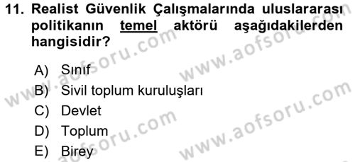 Strateji ve Güvenlik Dersi 2017 - 2018 Yılı 3 Ders Sınav Soruları 11. Soru