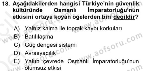 Strateji ve Güvenlik Dersi 2017 - 2018 Yılı 3 Ders Sınav Soruları 18. Soru