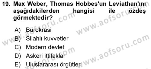 Strateji ve Güvenlik Dersi 2017 - 2018 Yılı 3 Ders Sınav Soruları 19. Soru