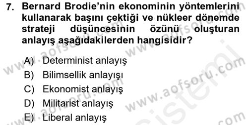 Strateji ve Güvenlik Dersi 2017 - 2018 Yılı 3 Ders Sınav Soruları 7. Soru