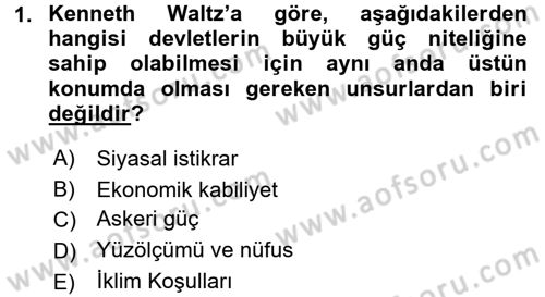 Strateji ve Güvenlik Dersi Ara Sınavı Deneme Sınav Soruları 1. Soru