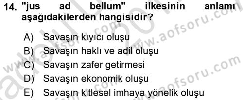 Strateji ve Güvenlik Dersi 2017 - 2018 Yılı (Vize) Ara Sınav Soruları 14. Soru