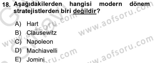 Strateji ve Güvenlik Dersi 2017 - 2018 Yılı (Vize) Ara Sınav Soruları 18. Soru