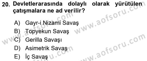Strateji ve Güvenlik Dersi Ara Sınavı Deneme Sınav Soruları 20. Soru