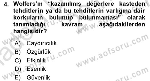 Strateji ve Güvenlik Dersi 2017 - 2018 Yılı (Vize) Ara Sınav Soruları 4. Soru