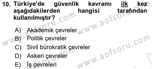 Strateji ve Güvenlik Dersi 2017 - 2018 Yılı (Final) Dönem Sonu Sınav Soruları 10. Soru