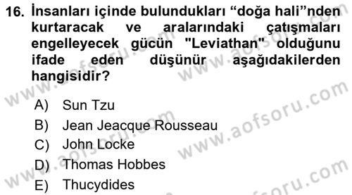Strateji ve Güvenlik Dersi 2017 - 2018 Yılı (Final) Dönem Sonu Sınav Soruları 16. Soru