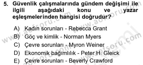 Strateji ve Güvenlik Dersi 2017 - 2018 Yılı (Final) Dönem Sonu Sınav Soruları 5. Soru