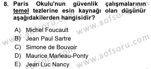 Strateji ve Güvenlik Dersi 2017 - 2018 Yılı (Final) Dönem Sonu Sınav Soruları 8. Soru