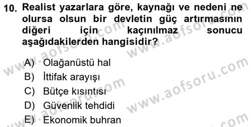 Strateji ve Güvenlik Dersi 2018 - 2019 Yılı 3 Ders Sınav Soruları 10. Soru