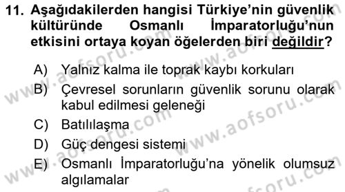 Strateji ve Güvenlik Dersi 2018 - 2019 Yılı 3 Ders Sınav Soruları 11. Soru